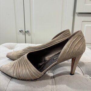 Vintage Italian Tan Patterened Suede High Heel - Anne Klein Couture